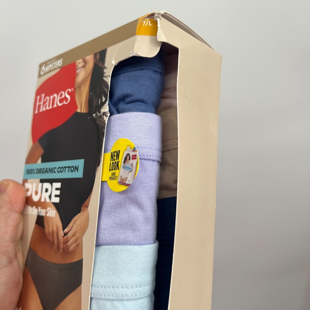 NEW Hanes 100% organic cotton pure hipsters underwear panties tagless 7 L - Picture 6 of 7